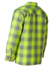 Hi Vis Grey Shadow Plaid Quilted Flannel Shirt Jacket