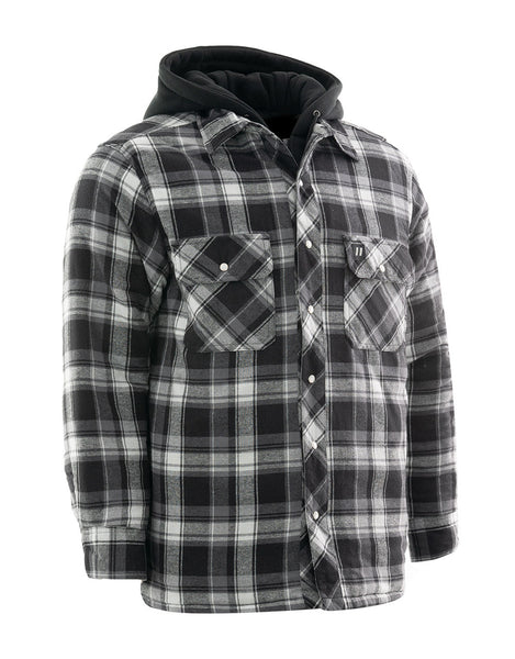 Quilted hooded flannel jacket sale