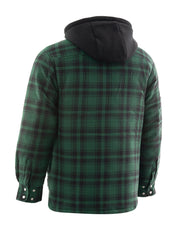 Green Plaid Plaid Quilt-Lined Flannel Shirt Jacket