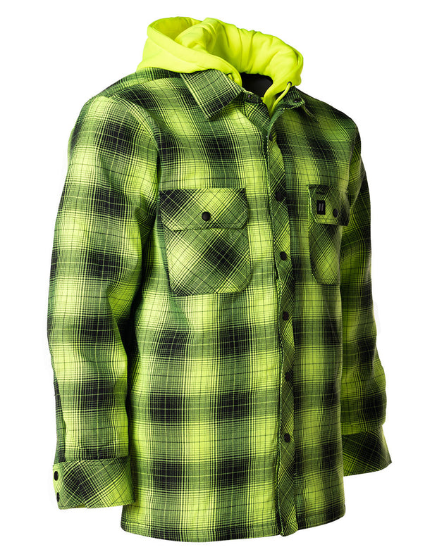 Hi Vis Plaid Quilt-Lined Flannel Shirt Jacket