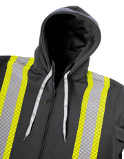 Deluxe Hi Vis Safety Hoodie with Segmented Reflective Tape and Detachable Hood