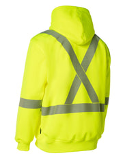 Hi Vis Safety Hoodie with Segmented Reflective Tape and Detachable Hood
