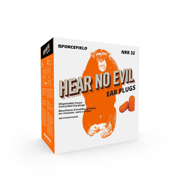 "Hear No Evil" Orange Foam Earplugs, NRR32, Box of 200 Pair