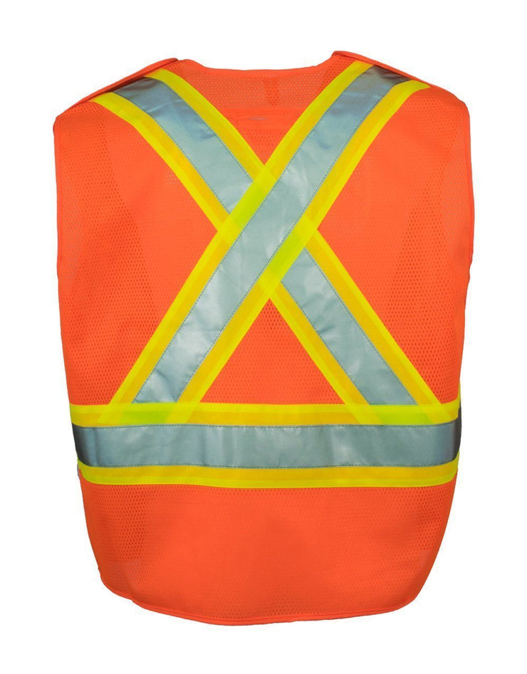 Open Road 5 Point Tear Away Safety Vest – Vi-brance¬ 4″ Safety Stripes –  Polyester Mesh, Safety Vest, 4 Pockets, D-Ring Access, Fits All,  Fluorescent Green – 6115G