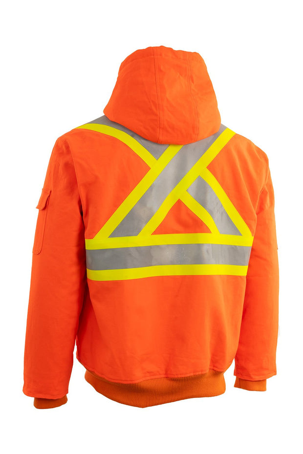 Hi Vis Canvas Safety Work Jacket with Sherpa Liner