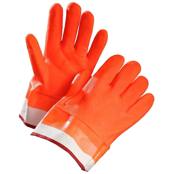 Forcefield Chemical Resistant Gloves, Orange PVC Coated, Fleece