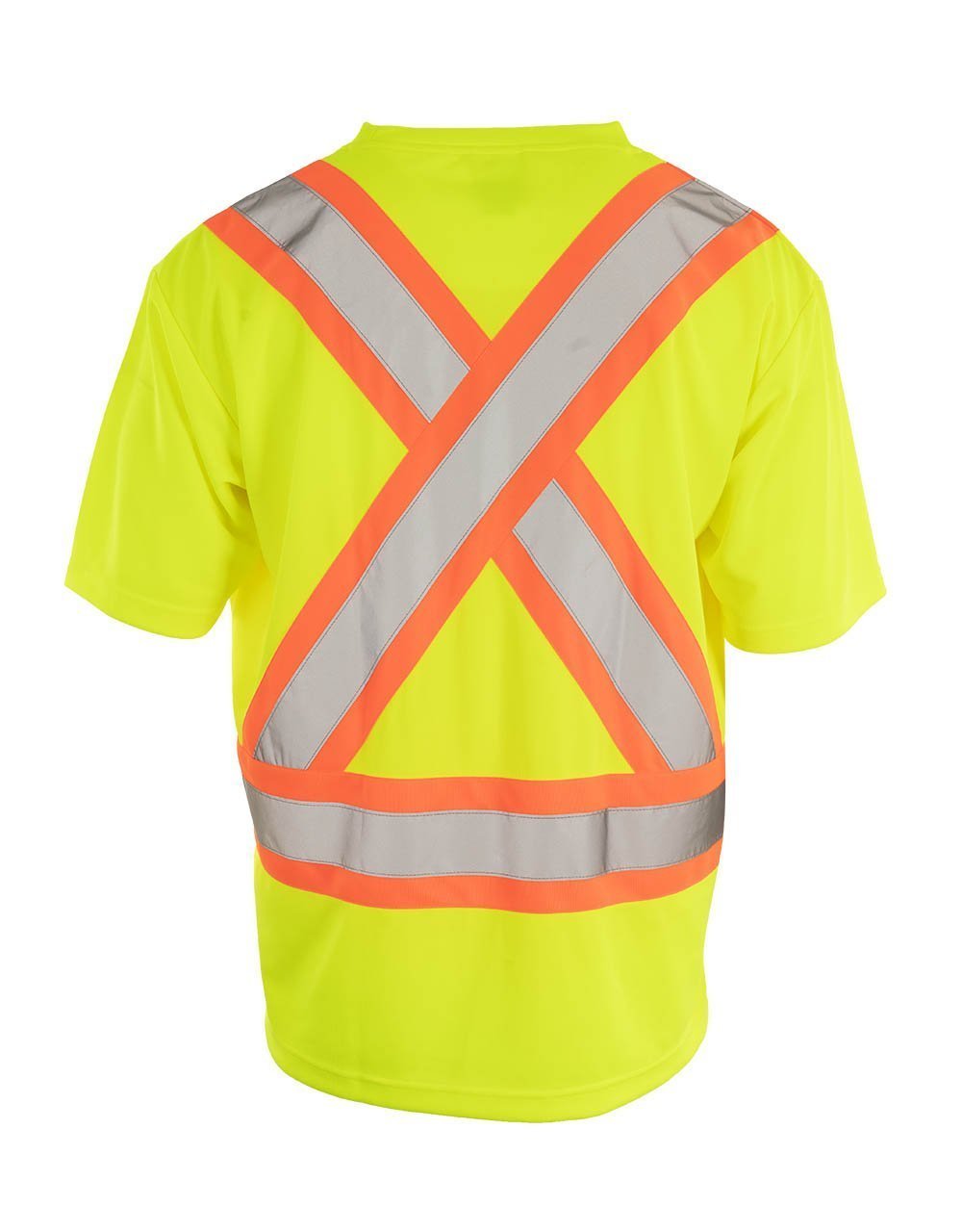 Custom Printed Hi Vis Crew Neck Short Sleeve Safety Tee Shirt with Chest Pocket - Hi Vis Safety