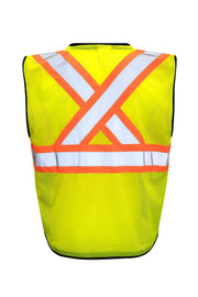 Custom Printed Hi Vis Traffic Safety Vest with Zipper Front, Tricot Polyester, 3 Sizes with Logo - Hi Vis Safety