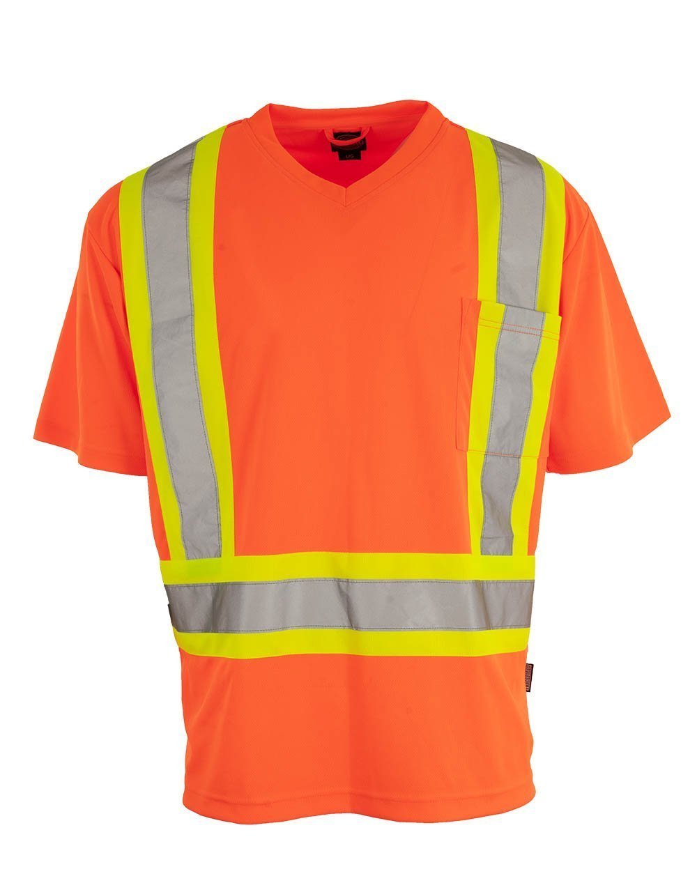 Custom Printed Hi Vis V-Neck Short Sleeve Safety Tee Shirt - Hi Vis Safety