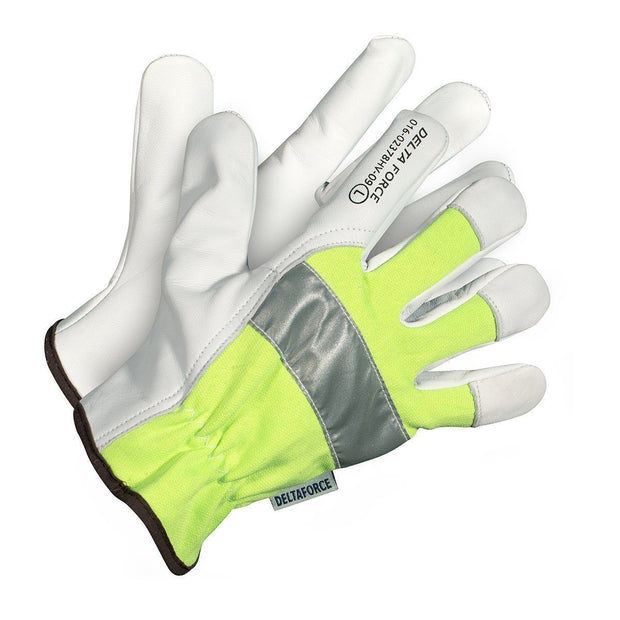 General Electric High-Vis Impact Resistant Mechanics Gloves - BlackandGreen - GG417 - Single Pair | Synthetic Leather Large High Visibility