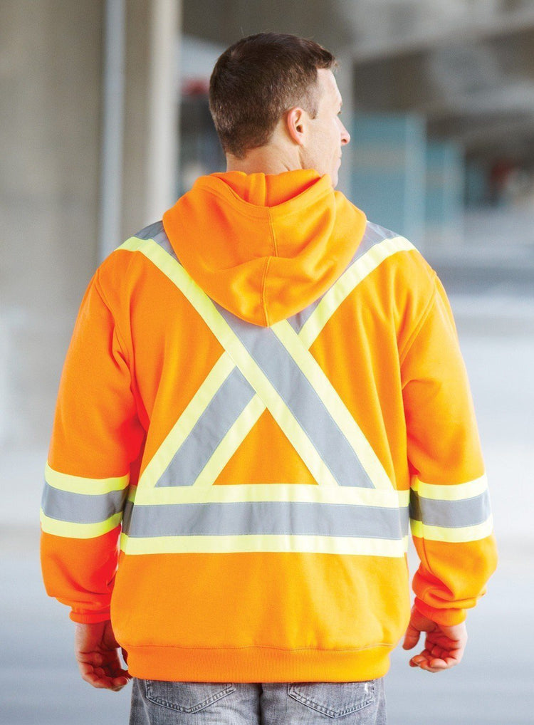 Deluxe Hi Vis Safety Hoodie, Attached Hood - Hi Vis Safety