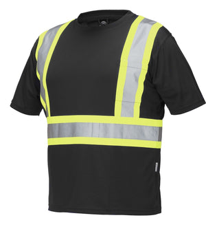 Hi Vis Crew Neck Short Sleeve Safety Tee Shirt with Chest Pocket - Hi Vis Safety