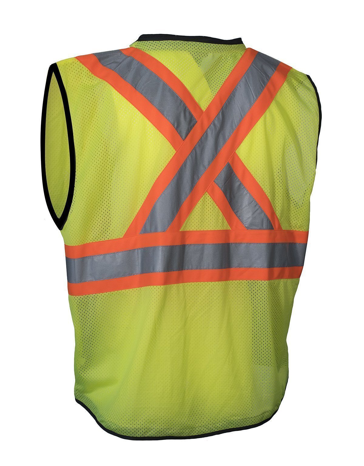 Hi Vis Traffic Safety Vest with Zipper Front, Tricot Polyester, 3 Sizes - Hi Vis Safety