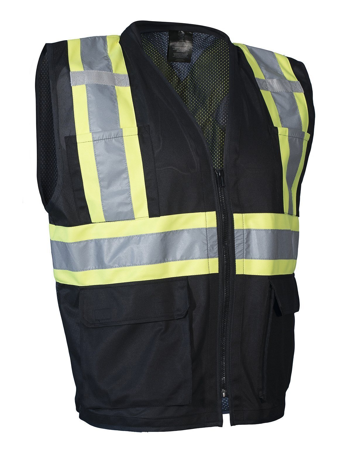 Hi Vis Traffic Safety Vest with Zipper Front, Tricot Polyester, 3 Sizes - Hi Vis Safety