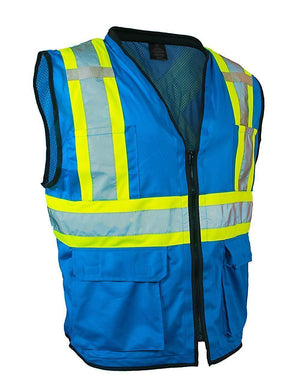 Hi Vis Traffic Safety Vest with Zipper Front, Tricot Polyester, 3 Sizes - Hi Vis Safety