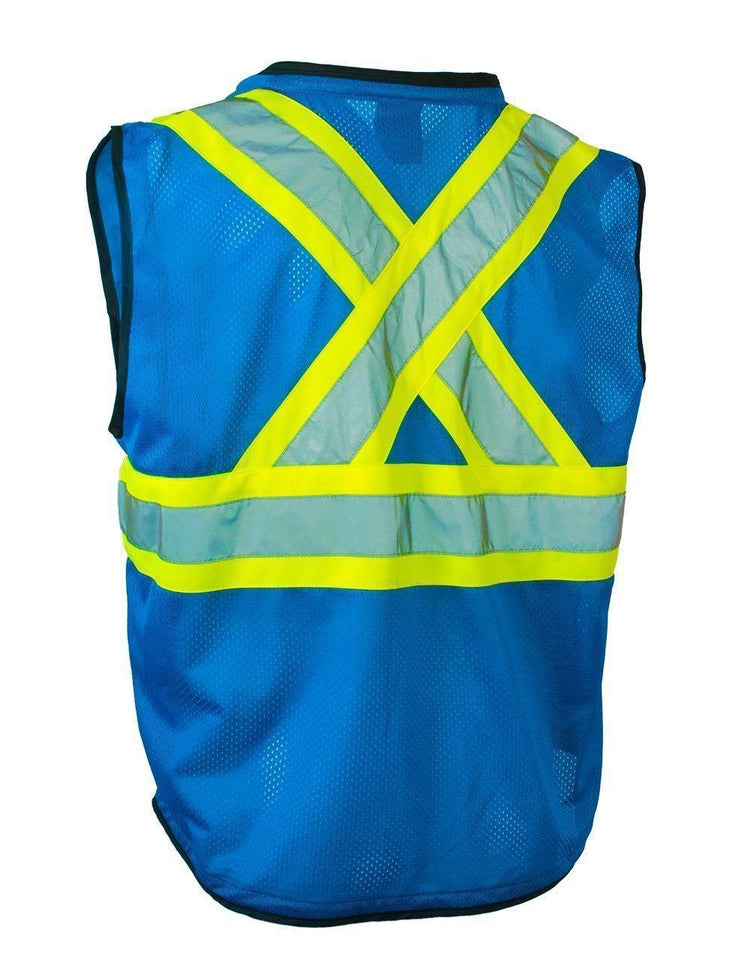 Hi Vis Traffic Safety Vest with Zipper Front, Tricot Polyester, 3 Sizes - Hi Vis Safety