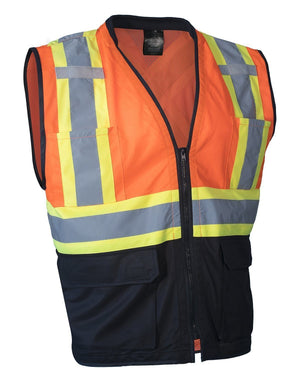 Hi Vis Traffic Safety Vest with Zipper Front, Tricot Polyester, 3 Sizes - Hi Vis Safety