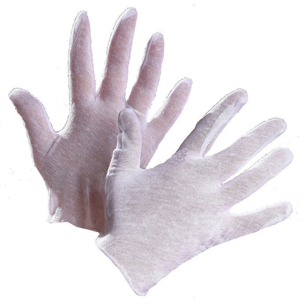 Lisle White Cotton Inspector's Gloves, Slip On - Hi Vis Safety