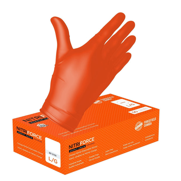 NitriForce Supply Chain Textured Nitrile Disposable Gloves (Case of 500 Gloves) - Hi Vis Safety