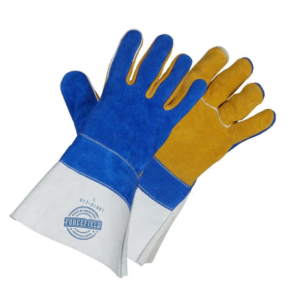 "Premium Gold Welders" Premium Grade Split Leather Welding Gloves - Hi Vis Safety