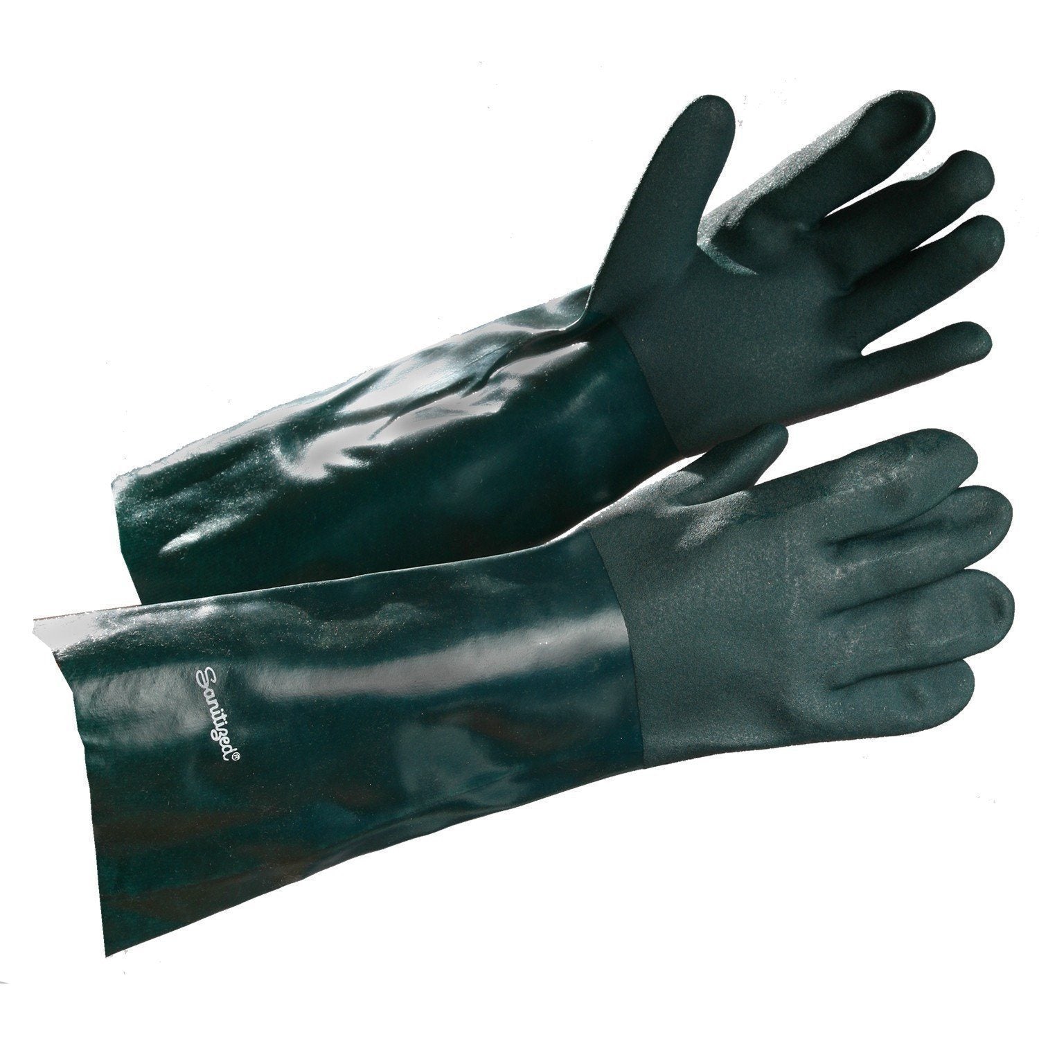 Premium PVC Coated Gauntlet, Chemical Resistant Gloves - Hi Vis Safety