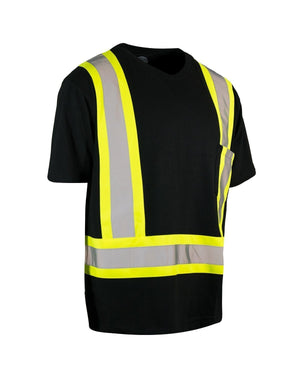 Ultracool Poly/Cotton Crew Neck Short Sleeve Safety Tee Shirt with Chest Pocket - Hi Vis Safety