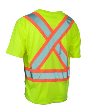 Ultrasoft Hi Vis Crew Neck Short Sleeve Safety Tee Shirt with Chest Pocket - Hi Vis Safety